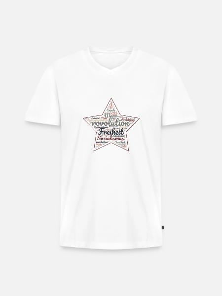Revolution Stern - Männer Premium Bio T-Shirt mit V-Ausschnitt - Weiß