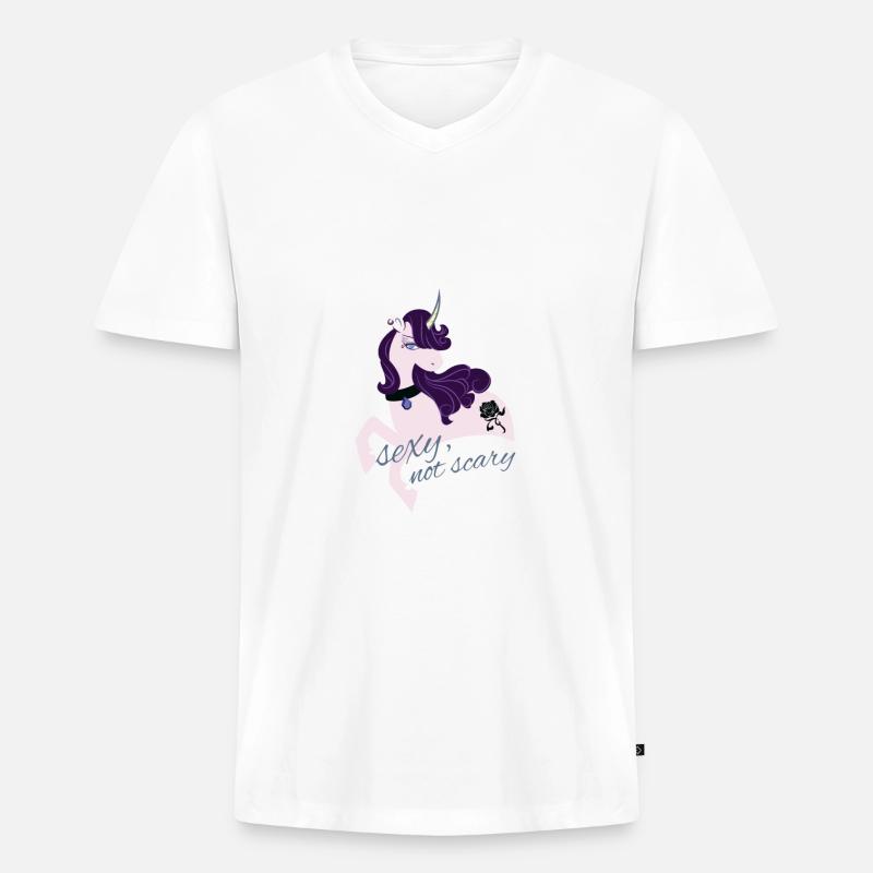 Sexy Gothik Einhorn - Männer Premium Bio T-Shirt mit V-Ausschnitt - Weiß