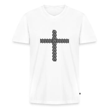 Croatia pleter križ cross kreuz ornament - Männer Premium Bio T-Shirt mit V-Ausschnitt - Weiß - Vorne - Nico (187cm)