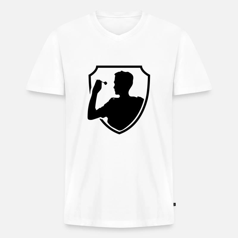 Darts Spieler - Männer Premium Bio T-Shirt mit V-Ausschnitt - Weiß