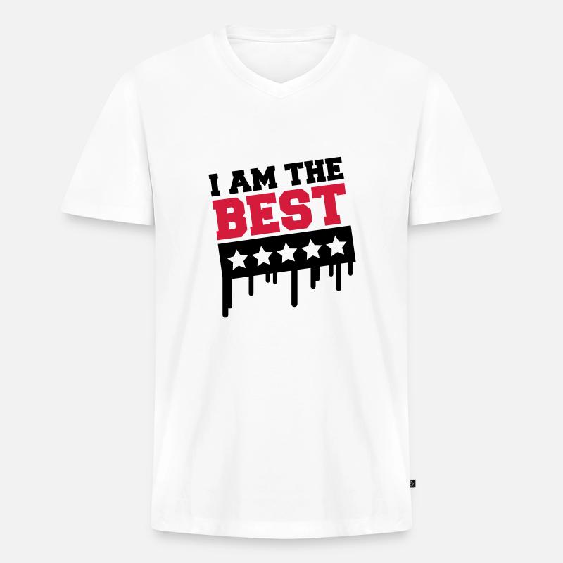 i_am_the_best_a2 - Männer Premium Bio T-Shirt mit V-Ausschnitt - Weiß