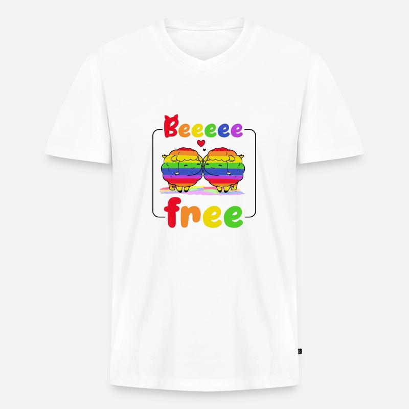 Beee fre Pridedesigncontest2024 - Männer Premium Bio T-Shirt mit V-Ausschnitt - Weiß