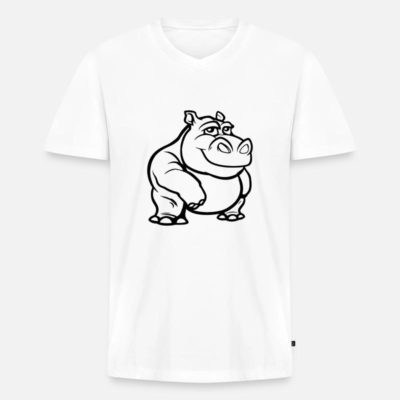nilpferd - Männer Premium Bio T-Shirt mit V-Ausschnitt - Weiß