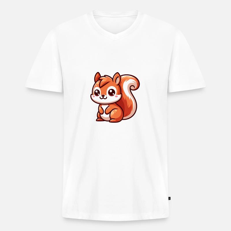 Kleines süßes Eichhörnchen - Männer Premium Bio T-Shirt mit V-Ausschnitt - Weiß