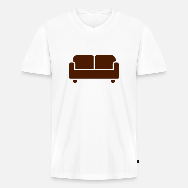 Sofa - Männer Premium Bio T-Shirt mit V-Ausschnitt - Weiß