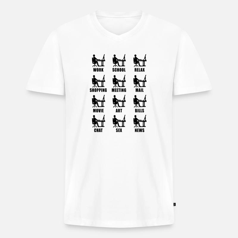 Computer Homeoffice Fun Geschenk - Männer Premium Bio T-Shirt mit V-Ausschnitt - Weiß