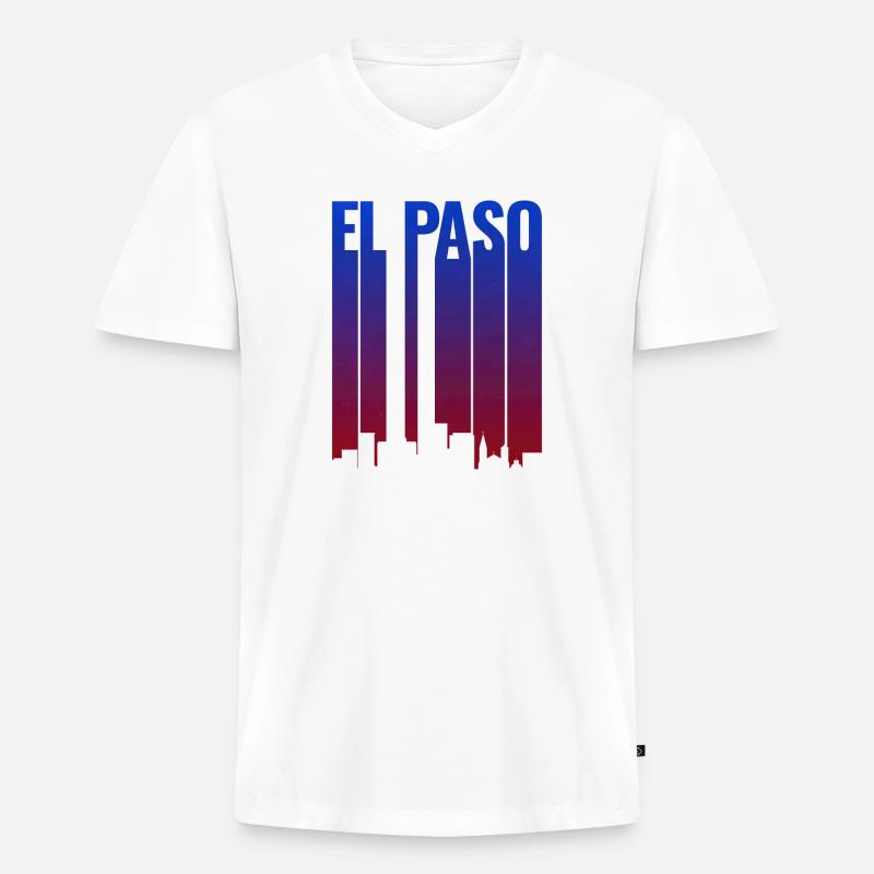 El Paso Skyline Gradient - Männer Premium Bio T-Shirt mit V-Ausschnitt - Weiß