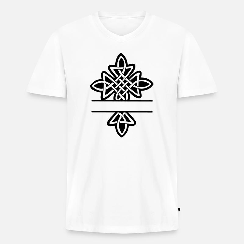 Keltisches Kreuzmonogramm - Männer Premium Bio T-Shirt mit V-Ausschnitt - Weiß