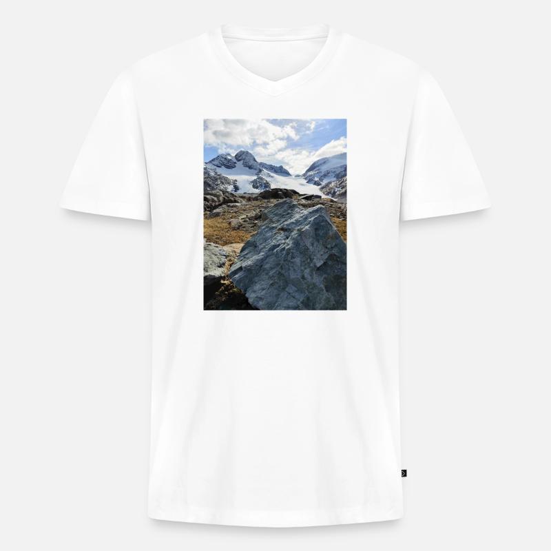 Gletscher des Heiligen Solin d'Arves - Männer Premium Bio T-Shirt mit V-Ausschnitt - Weiß