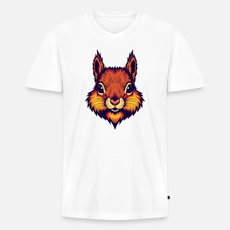 Leuchtend herbstliches Eichhörnchen  - Männer Premium Bio T-Shirt mit V-Ausschnitt - Weiß