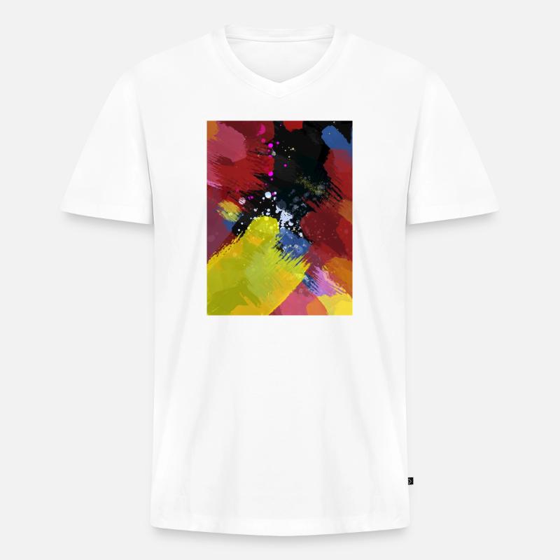 Farbexplosion Abstrakte Farbflächen - Männer Premium Bio T-Shirt mit V-Ausschnitt - Weiß