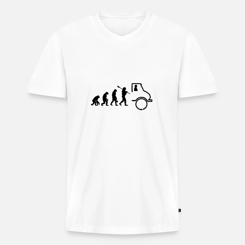 Unimog Evolution - Offroad - Oldtimer - LKW - Männer Premium Bio T-Shirt mit V-Ausschnitt - Weiß