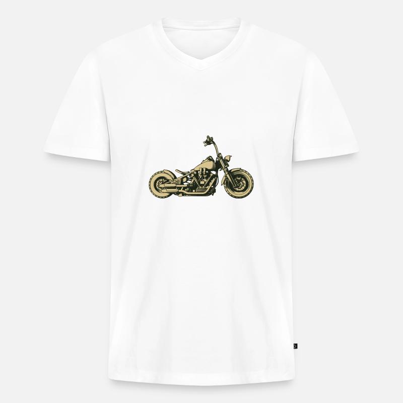 Motorrad - Männer Premium Bio T-Shirt mit V-Ausschnitt - Weiß