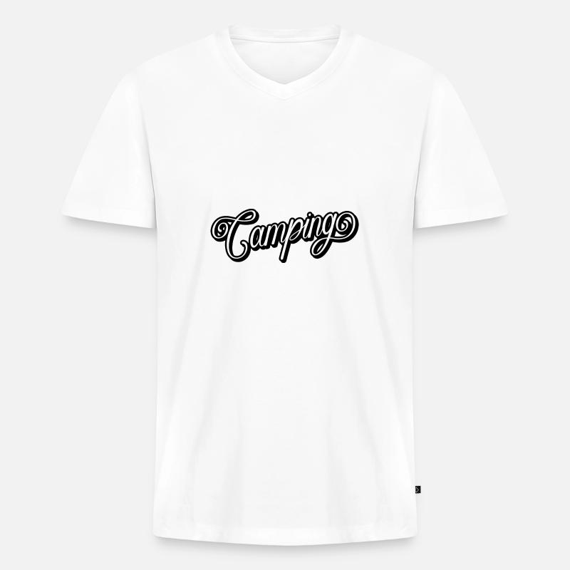 Camping - Männer Premium Bio T-Shirt mit V-Ausschnitt - Weiß