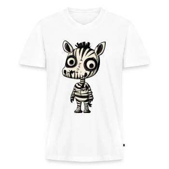 Zebra Halloween Comic Lustig - Männer Premium Bio T-Shirt mit V-Ausschnitt - Weiß - Vorne - Nico (187cm)