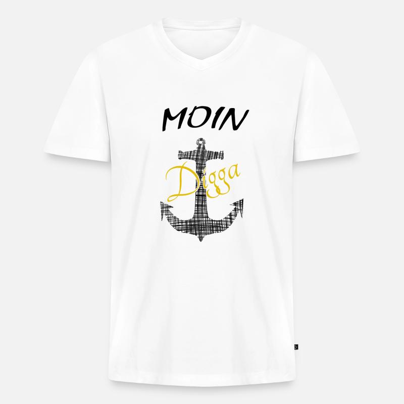 Anker Moin Digga - Männer Premium Bio T-Shirt mit V-Ausschnitt - Weiß