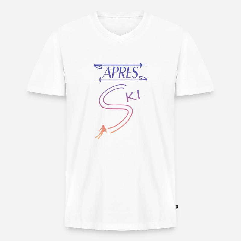 Apres Ski ski - Männer Premium Bio T-Shirt mit V-Ausschnitt - Weiß