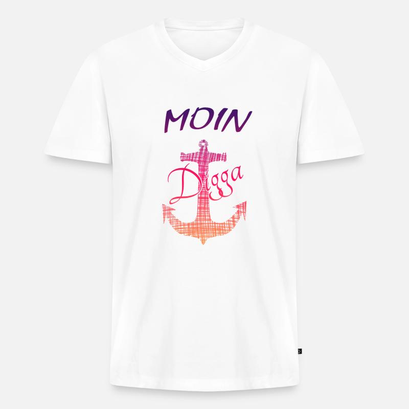 Anker Moin Digga - Männer Premium Bio T-Shirt mit V-Ausschnitt - Weiß