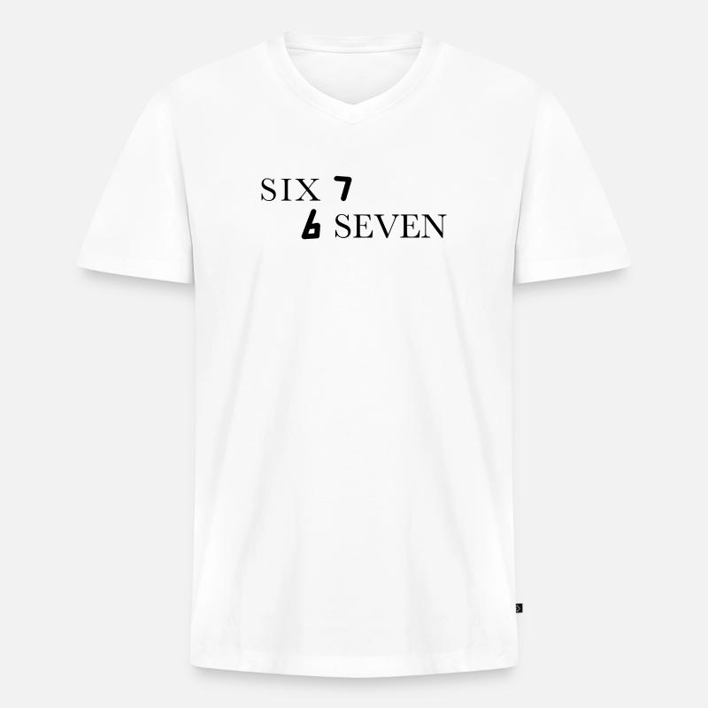 Six Seven 67 Meme Sechs Sieben - Männer Premium Bio T-Shirt mit V-Ausschnitt - Weiß