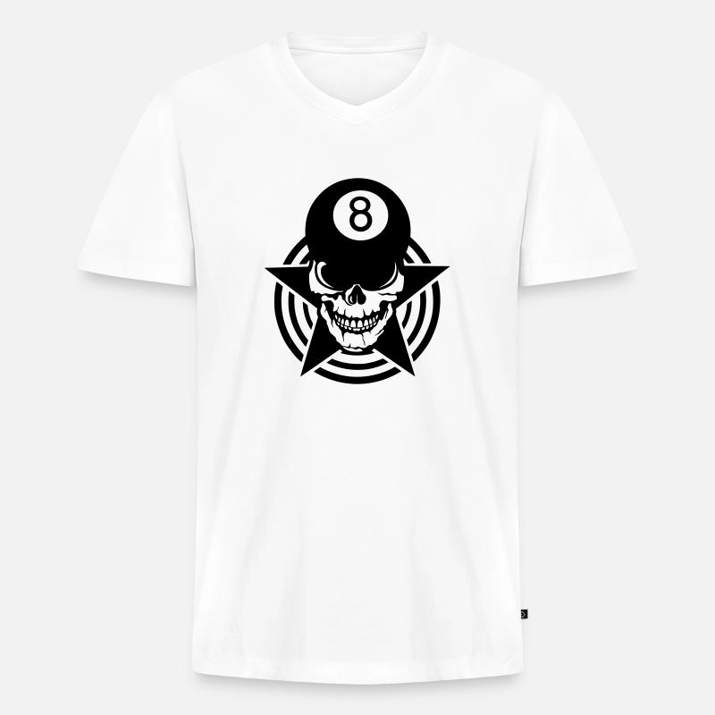 Schädel Billardkugel Schädel 8 - Männer Premium Bio T-Shirt mit V-Ausschnitt - Weiß