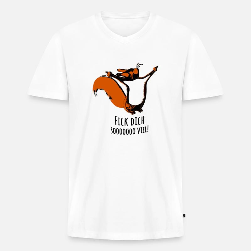 Fick dich soooo viel! Eichhörnchen - Männer Premium Bio T-Shirt mit V-Ausschnitt - Weiß