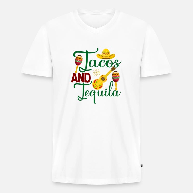 tacos and tequila - Männer Premium Bio T-Shirt mit V-Ausschnitt - Weiß