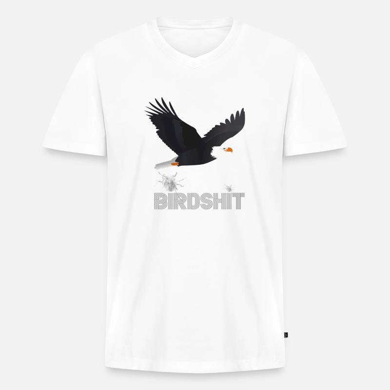BIRDSHIT EAGLE - FARBE - Männer Premium Bio T-Shirt mit V-Ausschnitt - Weiß