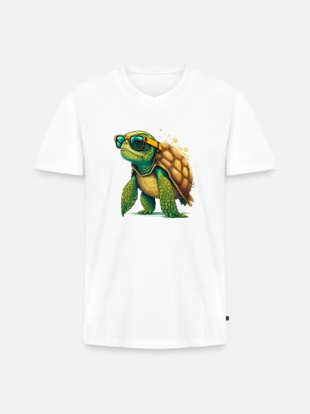 Turtle old - Men's Premium Organic T-shirt with V-neck - white