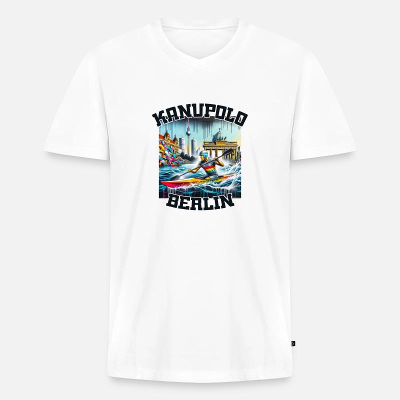 Kanupolo Berlin Graffiti - Männer Premium Bio T-Shirt mit V-Ausschnitt - Weiß