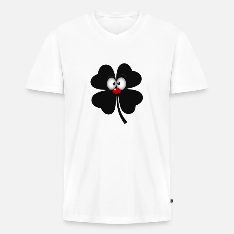 comic schwarze kleeblatt - Männer Premium Bio T-Shirt mit V-Ausschnitt - Weiß