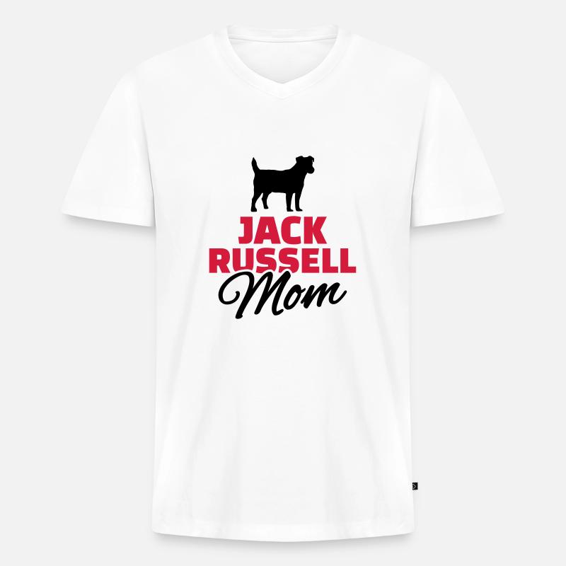 Jack Russell - Männer Premium Bio T-Shirt mit V-Ausschnitt - Weiß