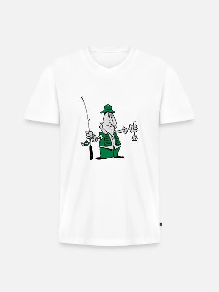 angeln witzig pech - Männer Premium Bio T-Shirt mit V-Ausschnitt - Weiß