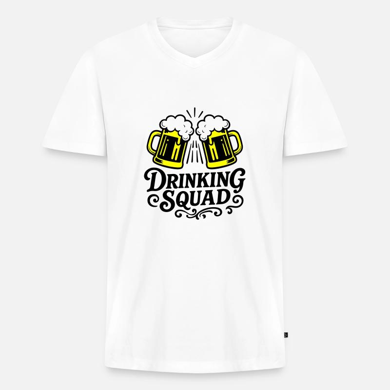 Drinking Squad Bier - Männer Premium Bio T-Shirt mit V-Ausschnitt - Weiß