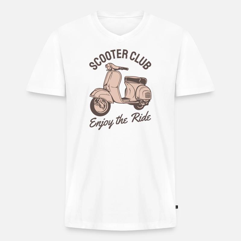 Motorroller Roller Rollerfahrer Geschenk - Männer Premium Bio T-Shirt mit V-Ausschnitt - Weiß