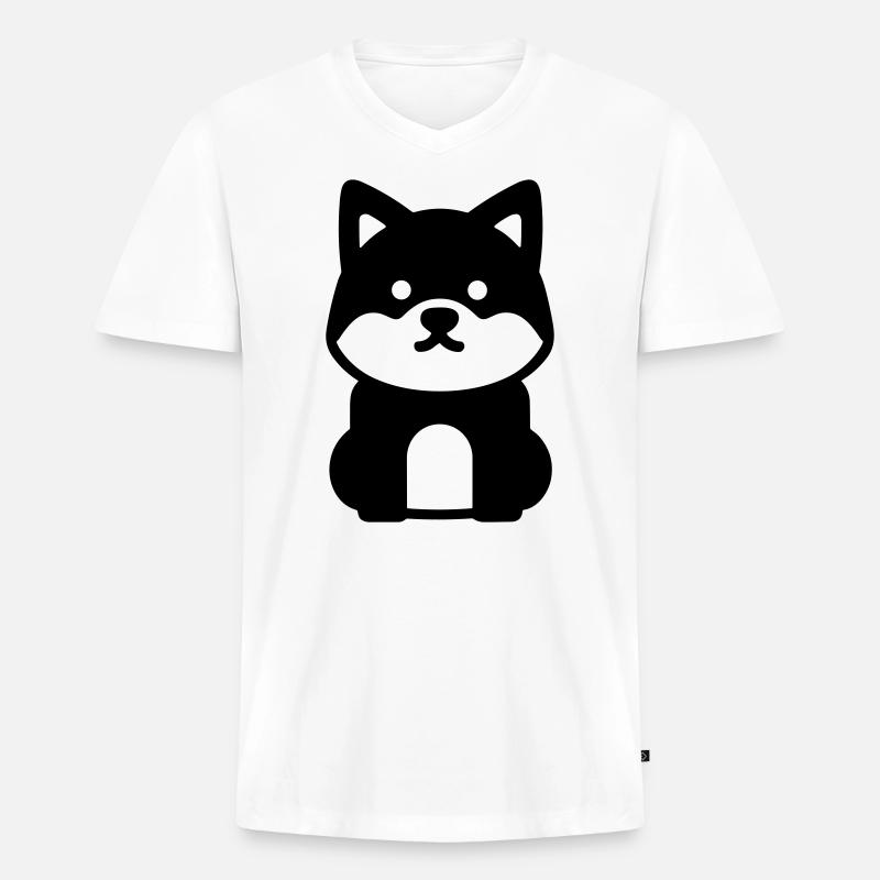 Hund - Männer Premium Bio T-Shirt mit V-Ausschnitt - Weiß