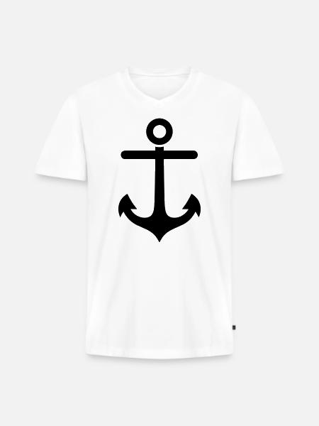 Anker - Männer Premium Bio T-Shirt mit V-Ausschnitt - Weiß