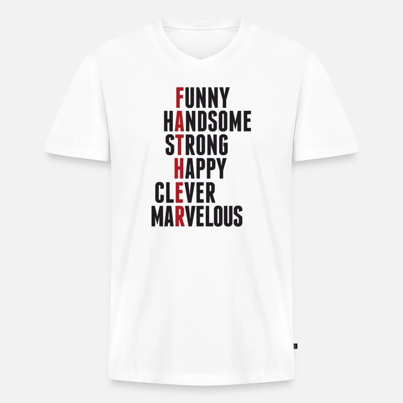 Bester Vater den es gib - Männer Premium Bio T-Shirt mit V-Ausschnitt - Weiß