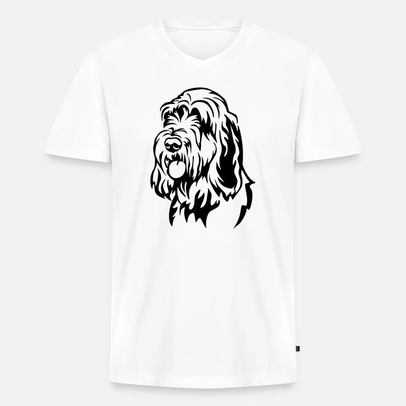 Spinone Italiano Kopf - Männer Premium Bio T-Shirt mit V-Ausschnitt - Weiß