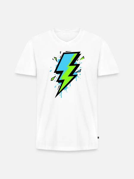 Rayon de l’électricité moderne - T-shirt encolure en V Premium bio Homme - blanc