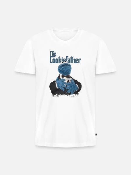 Sesamstraße The Cookiefather - Männer Premium Bio T-Shirt mit V-Ausschnitt - Weiß