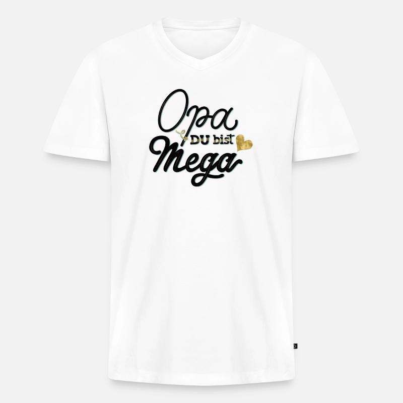 Opa, du bist mega - Männer Premium Bio T-Shirt mit V-Ausschnitt - Weiß