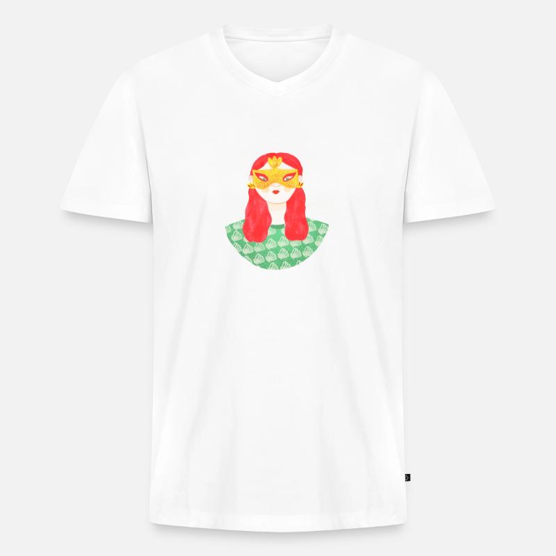 Frauenheld - Männer Premium Bio T-Shirt mit V-Ausschnitt - Weiß