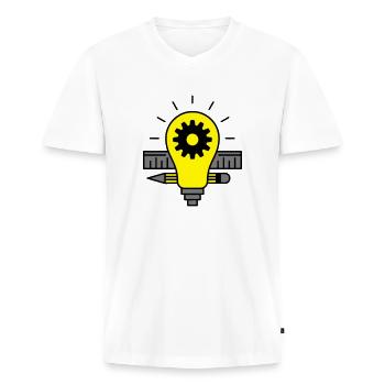 Ampoule d’ingénierie - T-shirt encolure en V Premium bio Homme - blanc - Devant - Nico (187cm)