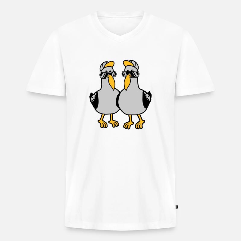 2 Möwen Team Freunde - Männer Premium Bio T-Shirt mit V-Ausschnitt - Weiß