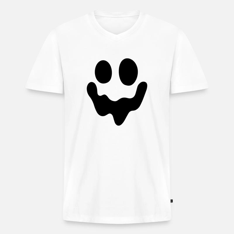 SPOOKY Face Ghost - Männer Premium Bio T-Shirt mit V-Ausschnitt - Weiß