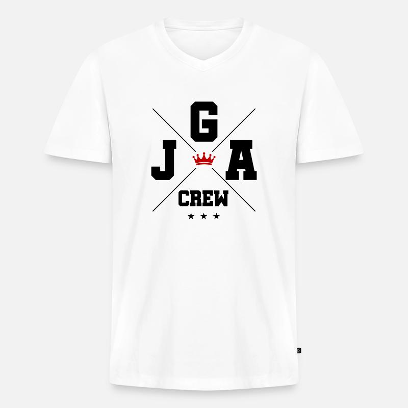 JGA Crew - Männer Premium Bio T-Shirt mit V-Ausschnitt - Weiß