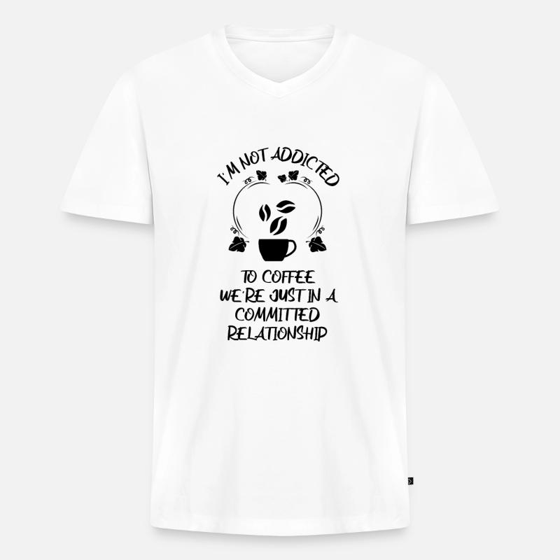 Kaffee Espresso Käffchen - Männer Premium Bio T-Shirt mit V-Ausschnitt - Weiß