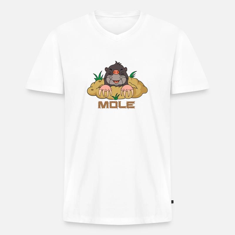 Mole - Maulwurf - Männer Premium Bio T-Shirt mit V-Ausschnitt - Weiß