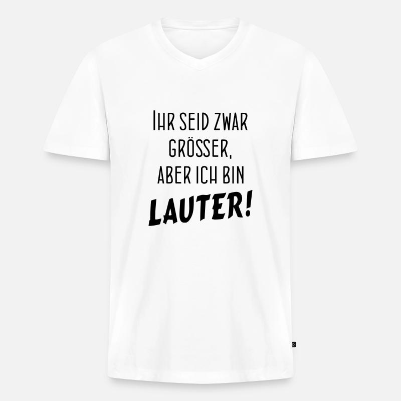 BIN LAUTER - Männer Premium Bio T-Shirt mit V-Ausschnitt - Weiß