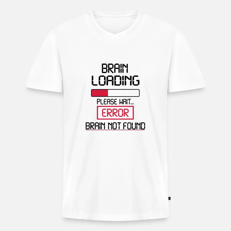 brain loading error - Männer Premium Bio T-Shirt mit V-Ausschnitt - Weiß